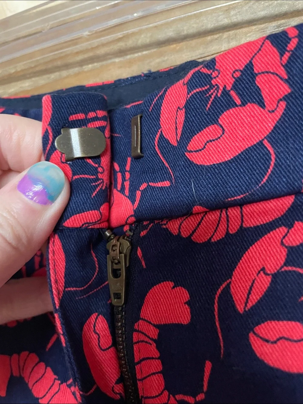 J. Crew size 4 Blue and Red Lobster Print Chino 5” Inseam Shorts with Pockets - Picture 5 of 9